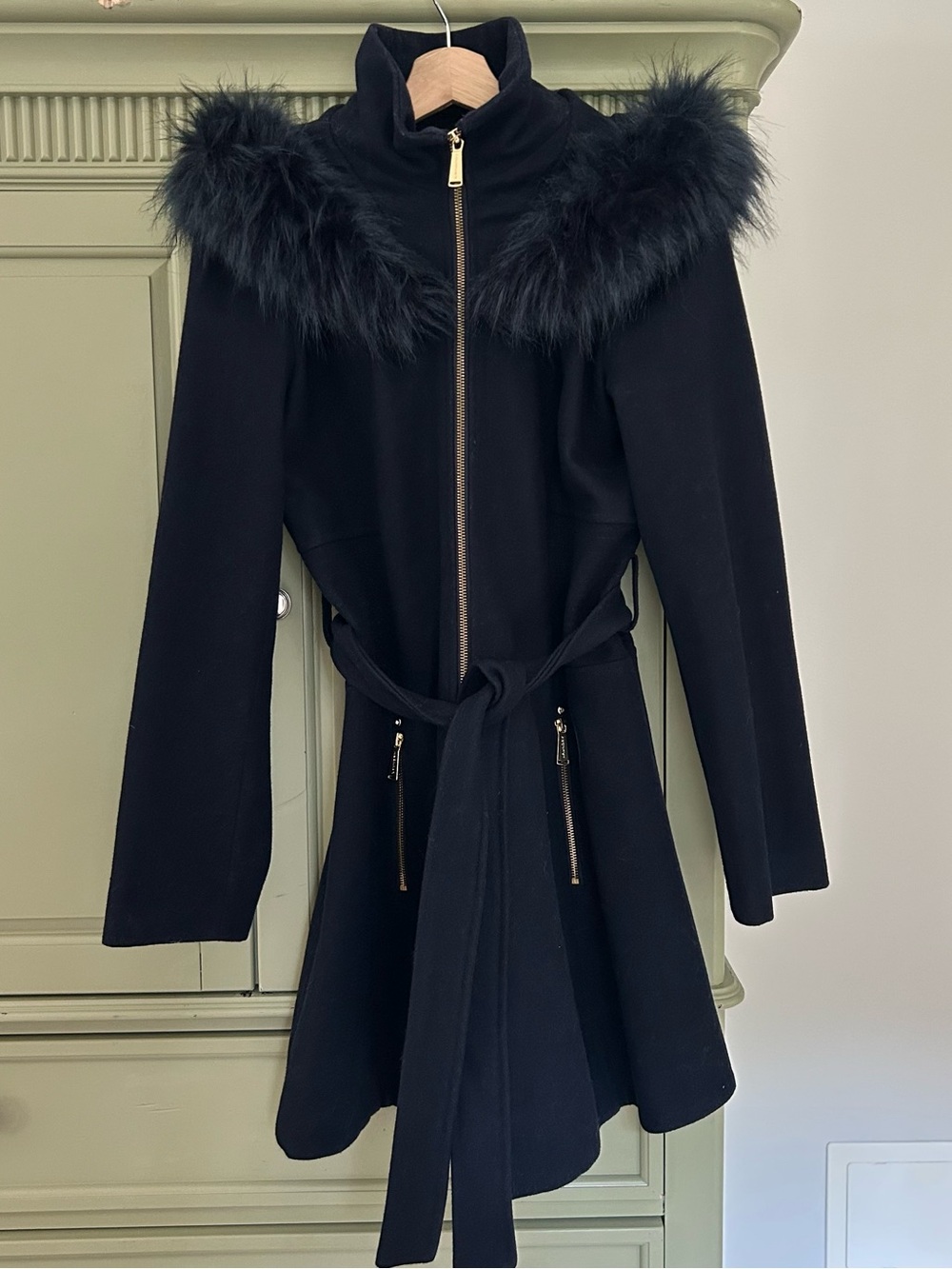 Laundry By Shelli Segal Navy Coat with Gold Hardware